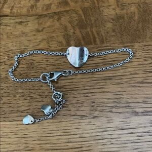 Silver Heart Bracelet with diamond stud